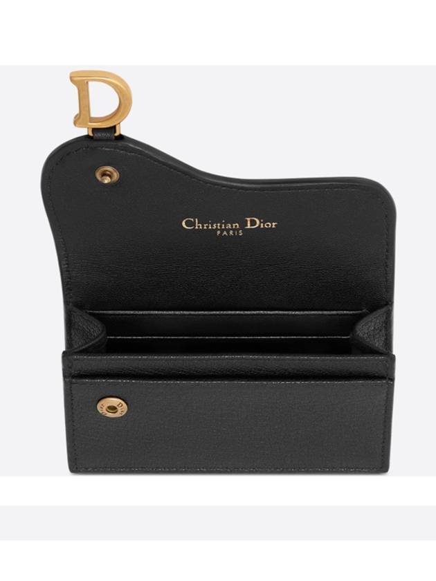 Saddle Bloom Goatskin Flap Card Wallet Black - DIOR - BALAAN 5