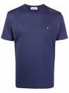 Embroidered Mini Logo Short Sleeve T-Shirt Dark Blue - STONE ISLAND - BALAAN 3