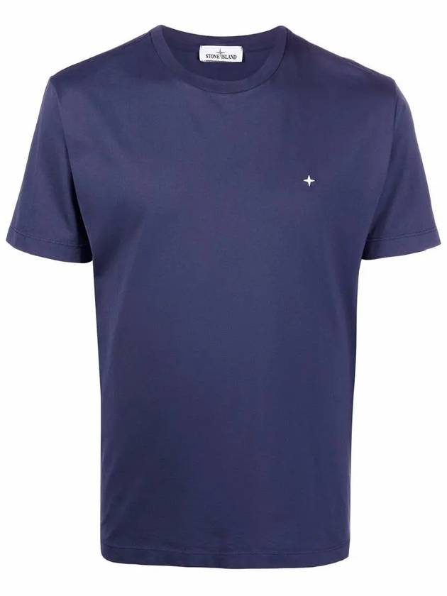 Embroidered Mini Logo Short Sleeve T-Shirt Dark Blue - STONE ISLAND - BALAAN 3