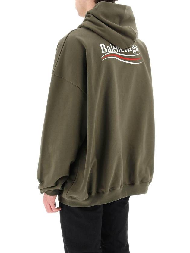 Men's Political Campaign Large Fit Hoodie Khaki - BALENCIAGA - BALAAN 3