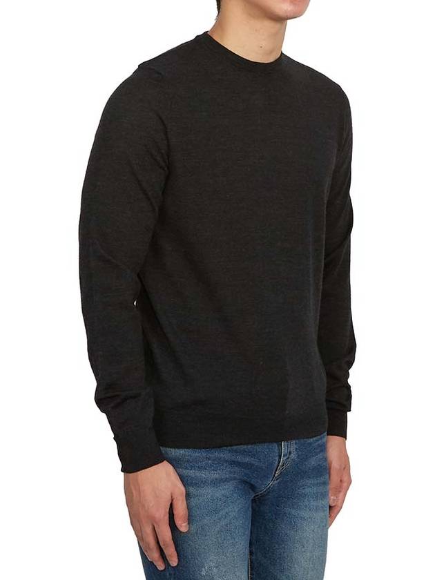 Men's Crew Neck Wool Knit Top Carbon - DRUMOHR - BALAAN 4