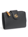 Medium Double G Bamboo Leather Card Wallet Black - GUCCI - BALAAN 3