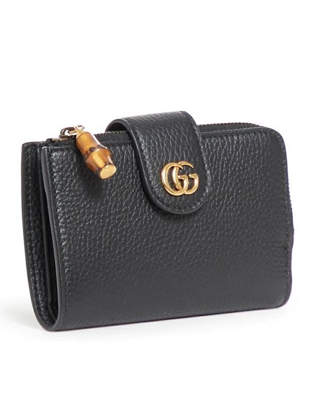 Medium Double G Bamboo Leather Card Wallet Black - GUCCI - BALAAN 3