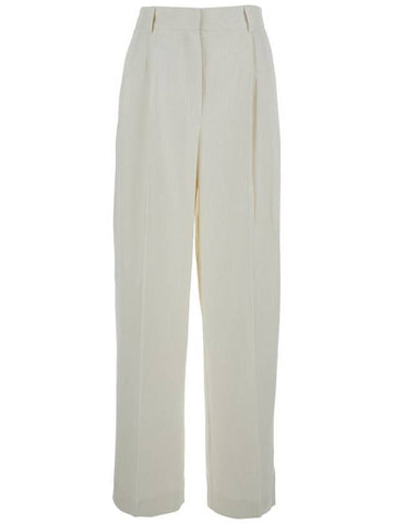 White High-Waist Pants With Pences In Cotton Blend Woman - TOTEME - BALAAN 1