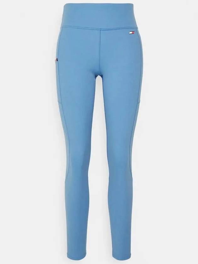 High Waist Mixed Ribbed Leggings Blue - TOMMY HILFIGER - BALAAN 6