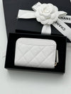 Classic zipper card wallet caviar white gold AP0216 - CHANEL - BALAAN 2