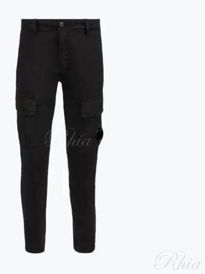 Kids U16 Stretch Gabardine Cargo Track Pants Black - CP COMPANY - BALAAN 2