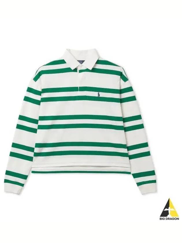 W Striped Cropped Jersey Rugby Shirt White - POLO RALPH LAUREN - BALAAN 1