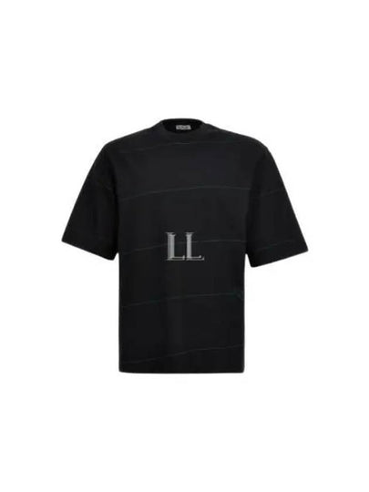 Striped Cotton Short Sleeve T-Shirt Black - BURBERRY - BALAAN 2