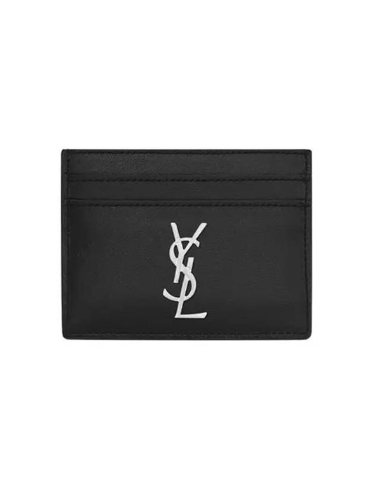 Monogram Card Case in Smooth Leather Black - SAINT LAURENT - BALAAN 2