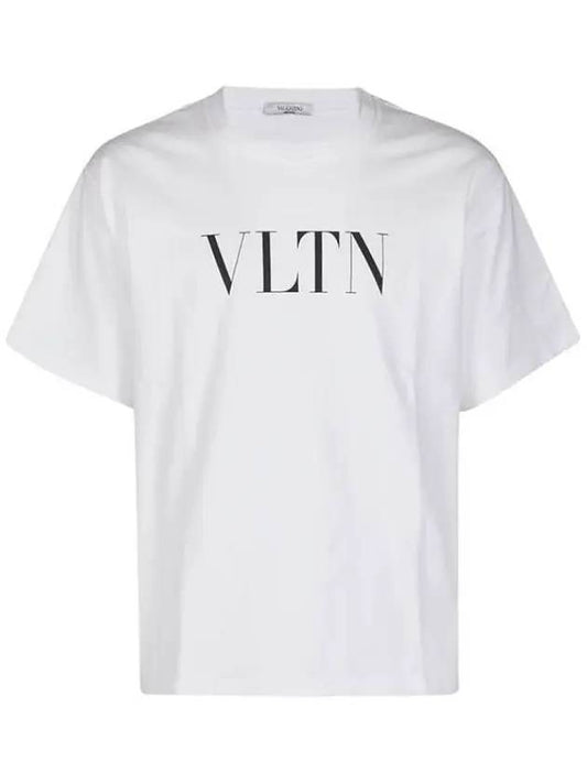 Men's VLTN Logo Overfit Short Sleeve T-Shirt White - VALENTINO - BALAAN.