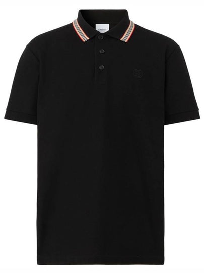 Striped Cotton Polo Shirt Black - BURBERRY - BALAAN 2