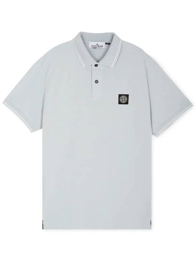 Stretch Cotton Pique Short Sleeve Polo Shirt Blue - STONE ISLAND - BALAAN 4