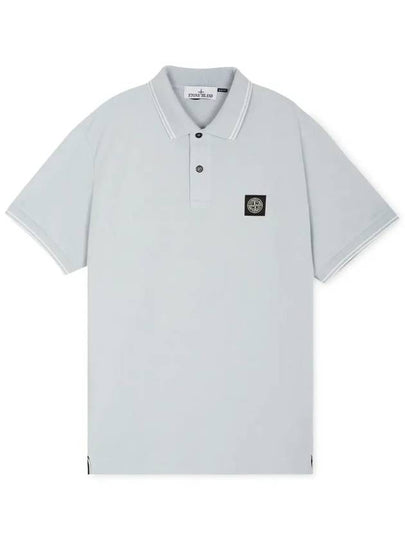 Stretch Cotton Pique Short Sleeve Polo Shirt Blue - STONE ISLAND - BALAAN 2