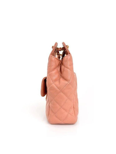 Women s Shiny Crumpled Hobo Bag Caviar Pocket Chain Cross Shoulder Pink - CHANEL - BALAAN 2