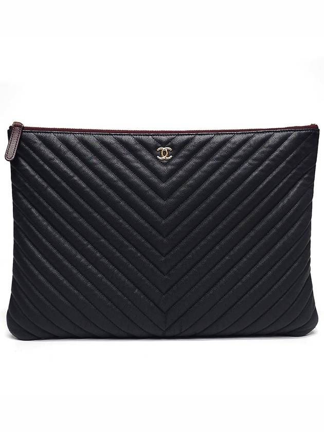 Chanel Chevron Caviar Large Clutch Bag No 27 - CHANEL - BALAAN 2