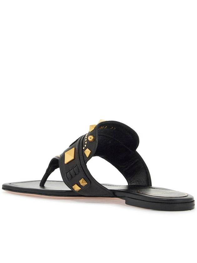 black buffalo leather studded flip-flops - VALENTINO - BALAAN 3