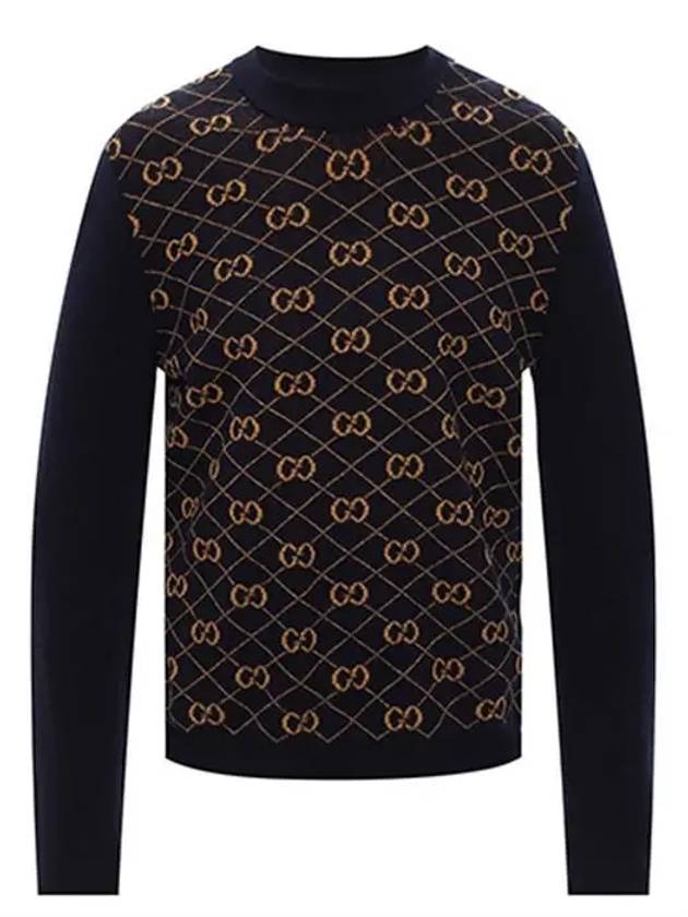 GG logo knit top black - GUCCI - BALAAN.