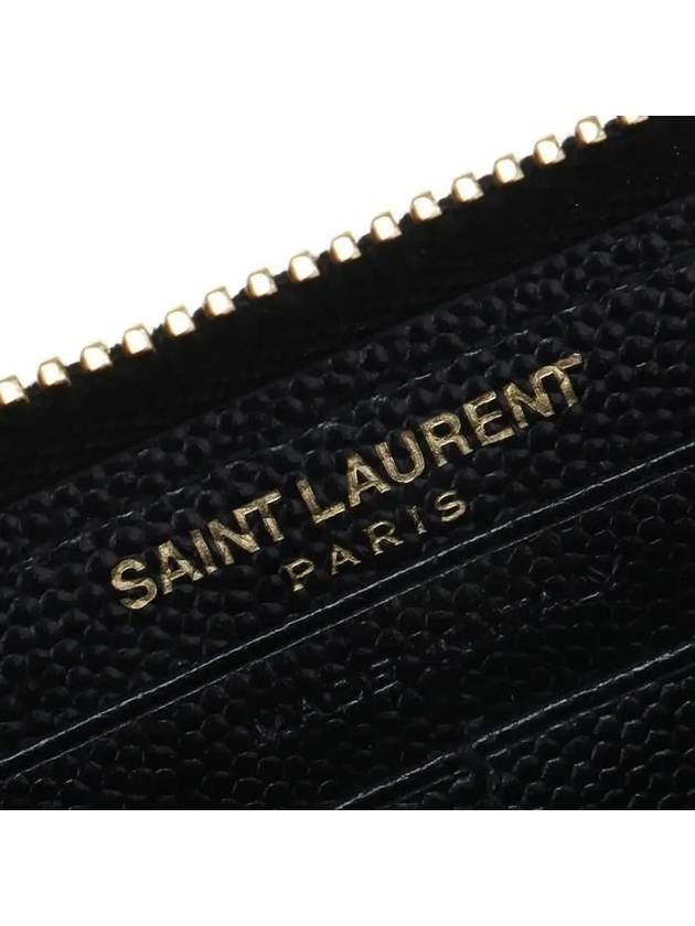 Matelasse Monogram Zipper Around Long Wallet Black - SAINT LAURENT - BALAAN 10