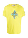 Marble One Logo Print Short Sleeve T-Shirt Yellow - STONE ISLAND - BALAAN 3