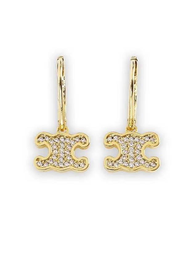 Triomphe Rhinestone Earrings Gold - CELINE - BALAAN 3