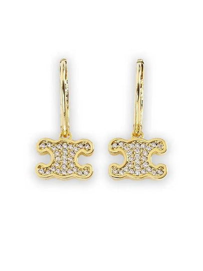 Triomphe Rhinestone Earrings Gold - CELINE - BALAAN 2