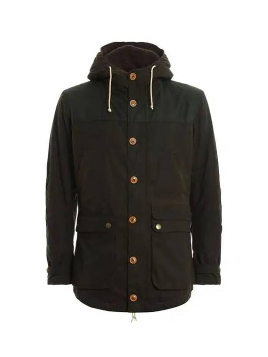 Waxed Cotton Hooded Jacket Olive - BARBOUR - BALAAN.