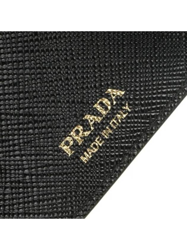 Women's Triangle Logo Saffiano Compact Half Wallet Black - PRADA - BALAAN 7