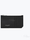 Lizard Pattern Embossed Fragment Zipper Card Wallet Black - SAINT LAURENT - BALAAN 2