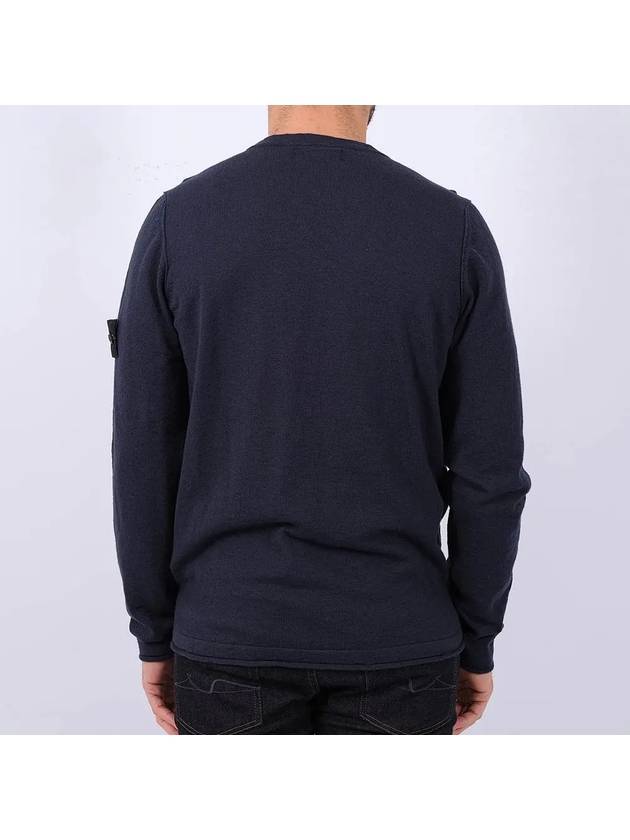 Compass Badge Ribbed Cotton Knit Top Navy - STONE ISLAND - BALAAN 3