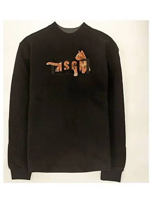 Cat Logo Crew Neck Sweatshirt Black - MSGM - BALAAN 2