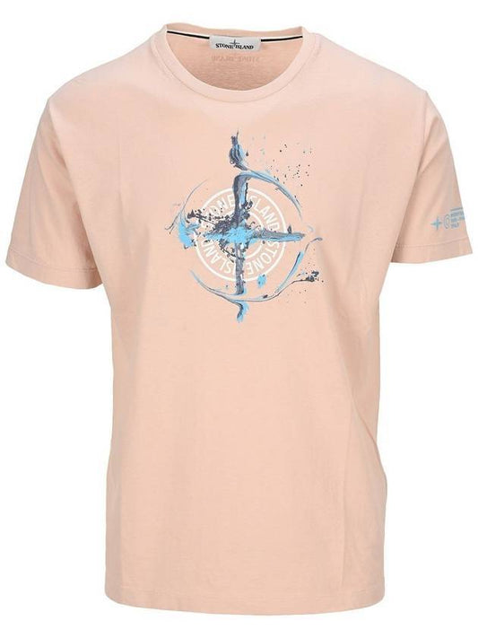 Marble One Logo Print Short Sleeve T-Shirt Pink - STONE ISLAND - BALAAN 1