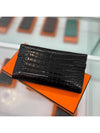 Kelly Crocodile Long Wallet Black Gold Glossy USED - HERMES - BALAAN 6