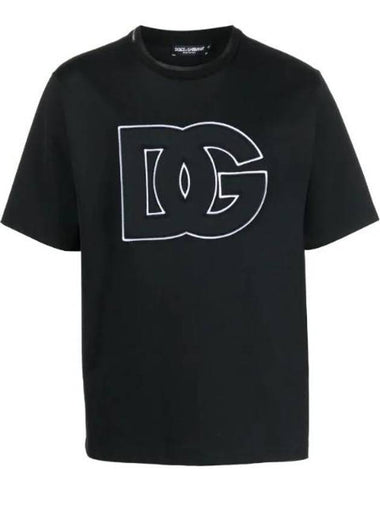 Embossed Logo Short Sleeve T-Shirt Black - DOLCE&GABBANA - BALAAN 1