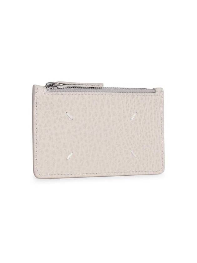 Pebble Leather Stitch Logo Zipper Card Wallet Greige - MAISON MARGIELA - BALAAN 3