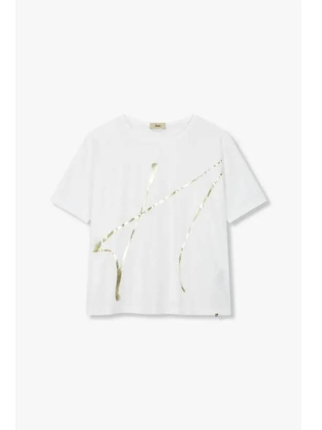 Women Shining Line Print T Shirt White - HERNO - BALAAN 1