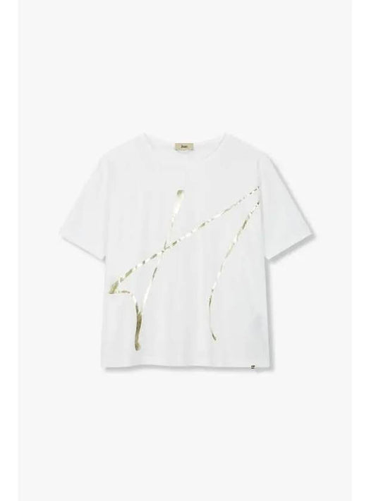 Women Shining Line Print T Shirt White - HERNO - BALAAN 1