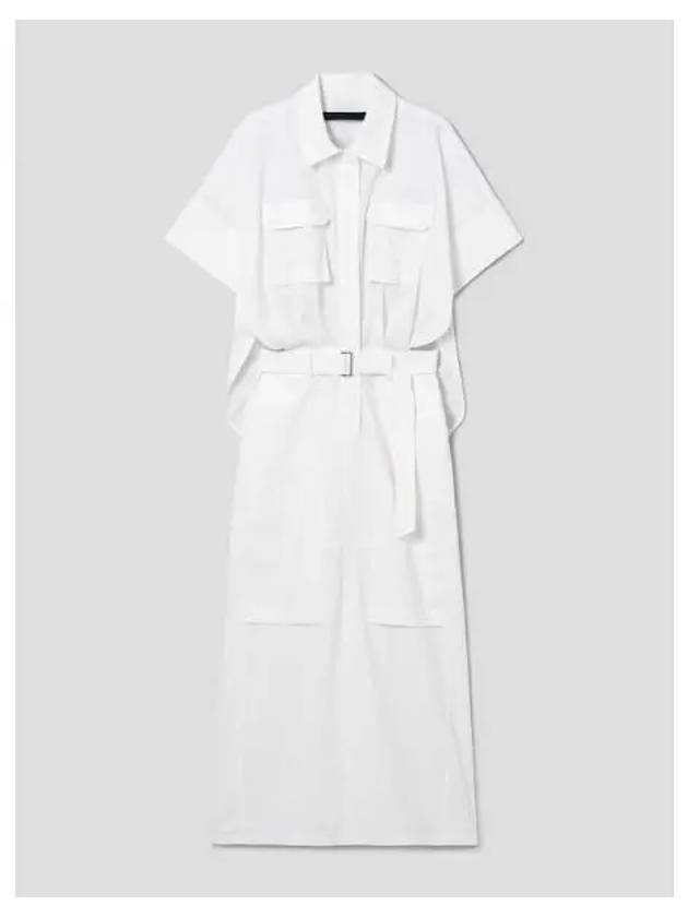 Cotton Linen Military Short Sleeve Dress White Domestic Product - JUUN.J - BALAAN 1