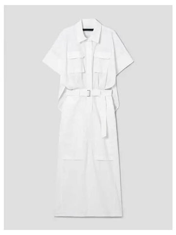 Cotton Linen Military Short Sleeve Dress White Domestic Product - JUUN.J - BALAAN 1