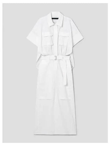 Cotton Linen Military Short Sleeve Dress White Domestic Product - JUUN.J - BALAAN 1