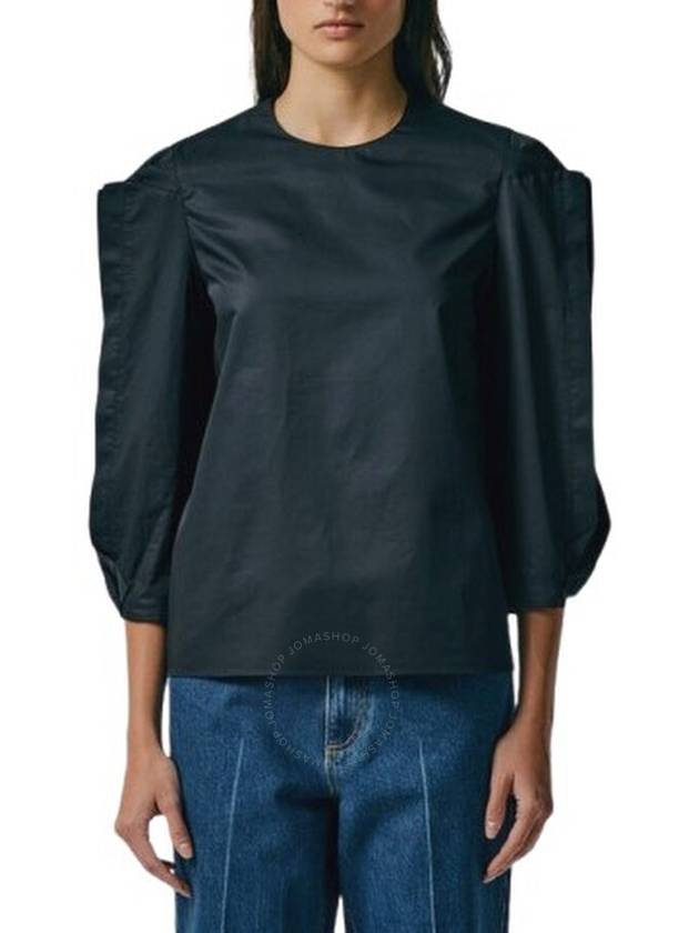 Tibi Ladies Black Cotton Sateen Square Sleeve Top, Size 0 - TIBI - BALAAN 1