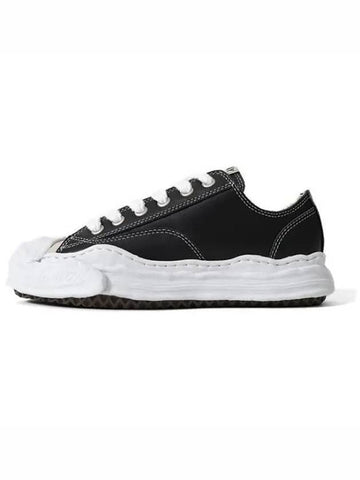 A05FW704 BLACK Hank OG Sole Leather Low Sneakers - MIHARA YASUHIRO - BALAAN 1