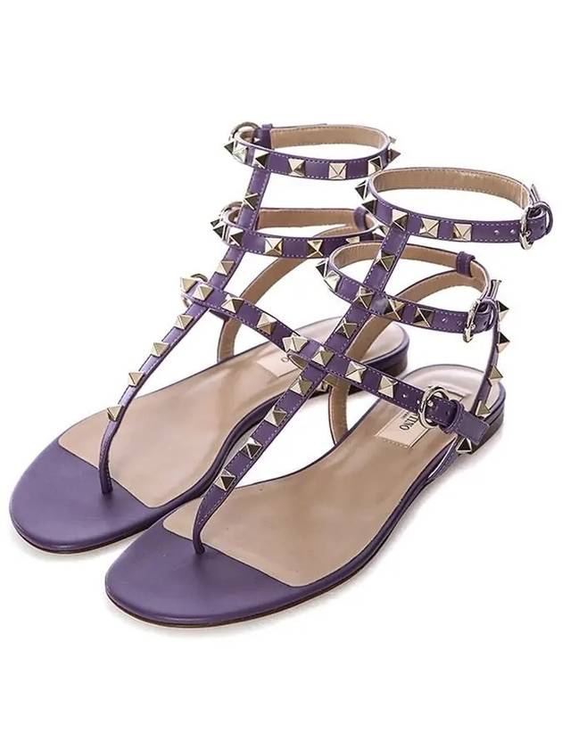 Rockstud ankle strap sandals violet - VALENTINO - BALAAN.