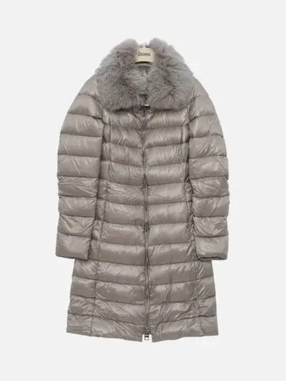 Elisa Full Zip-Up Fox Fur Long Padding Grey - HERNO - BALAAN 2