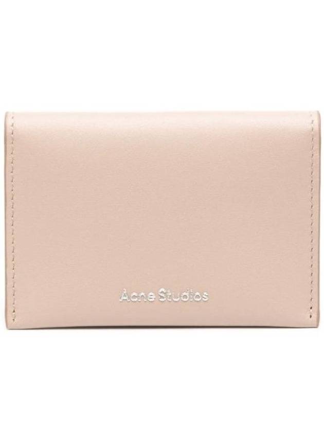 Folded Leather Card Wallet Taupe Beige - ACNE STUDIOS - BALAAN 1