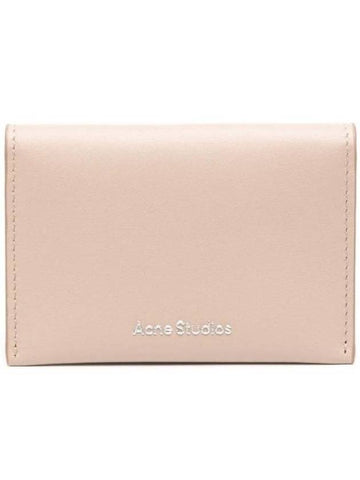 Folded Leather Card Wallet Taupe Beige - ACNE STUDIOS - BALAAN 1