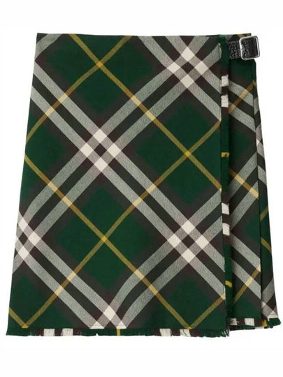 Check Pattern Wool A-Line Skirt Green - BURBERRY - BALAAN 2