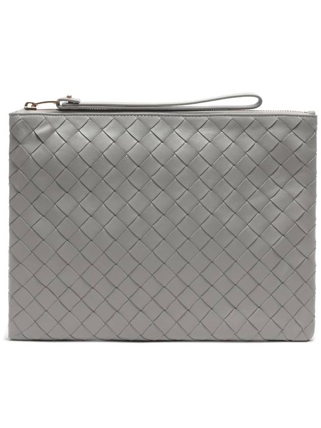 Intrecciato Medium Flat Pouch Bag Grey - BOTTEGA VENETA - BALAAN 2