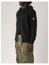 Logo Cotton Zip-Up Hoodie Black - STONE ISLAND - BALAAN 5