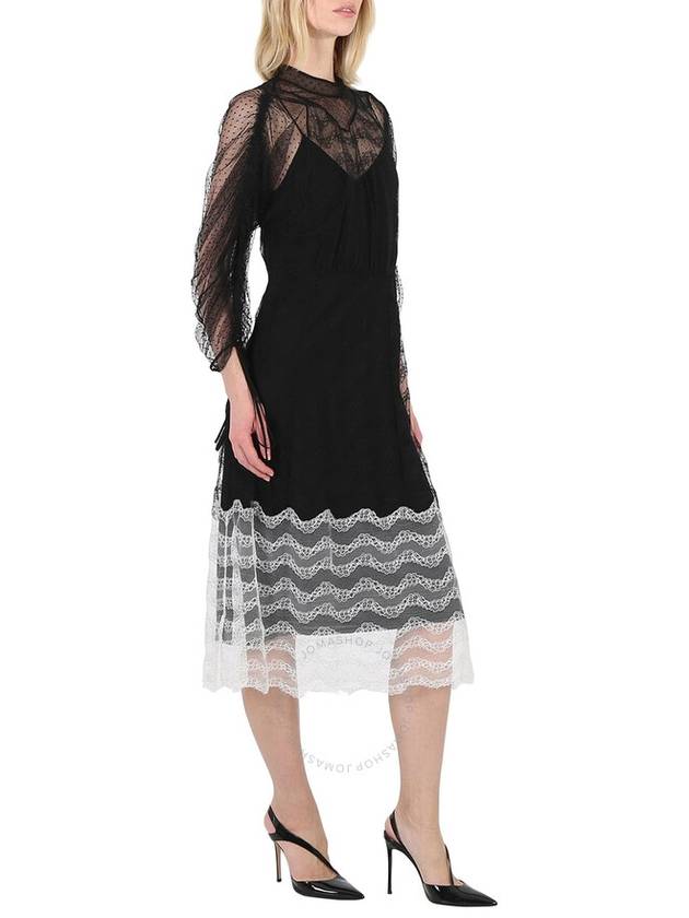 Women's Geometric Lace Long One Piece Black - BURBERRY - BALAAN 4